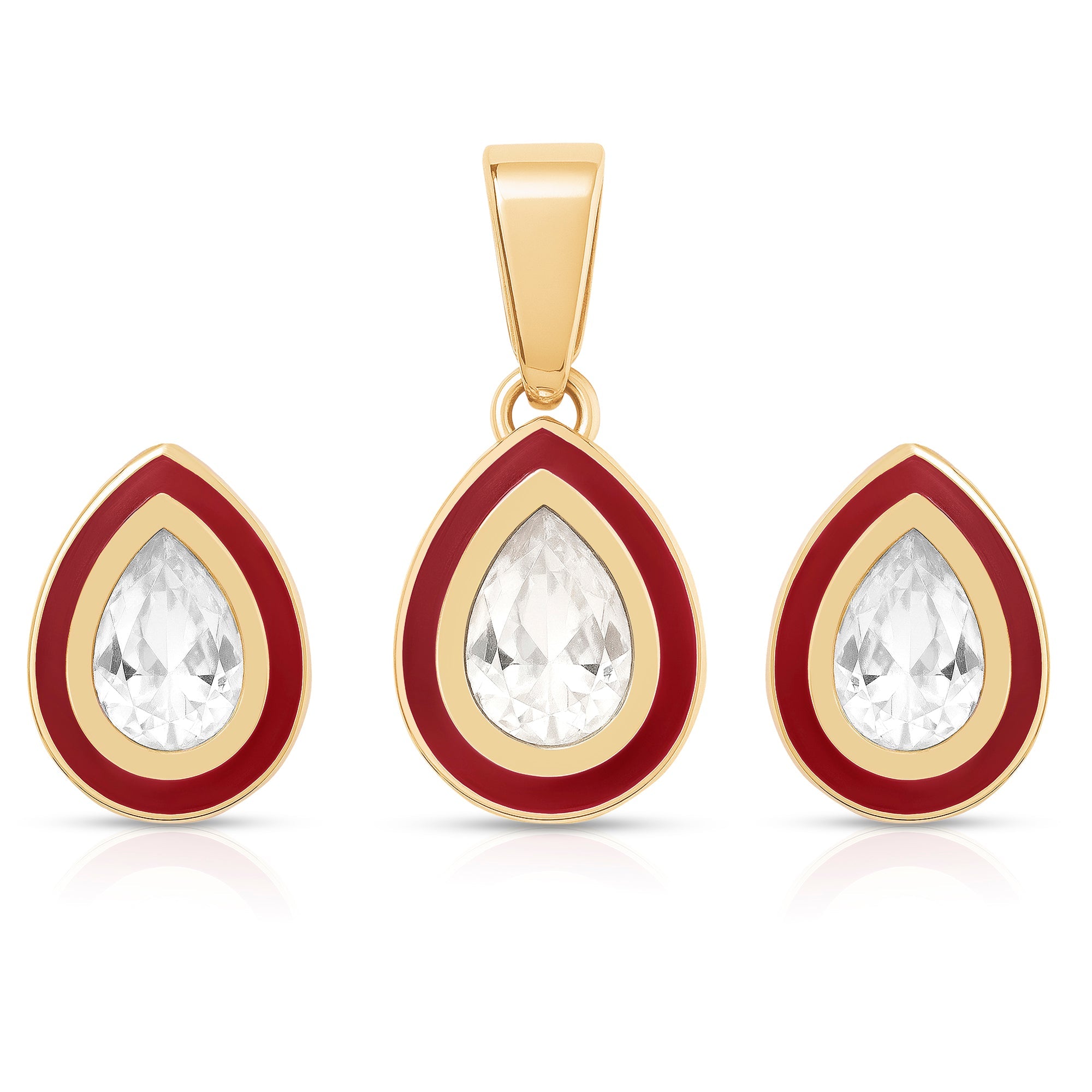 Classic Dewdrop Crystal Pendant Set with Earrings - Sitarahub Sitarahub,
