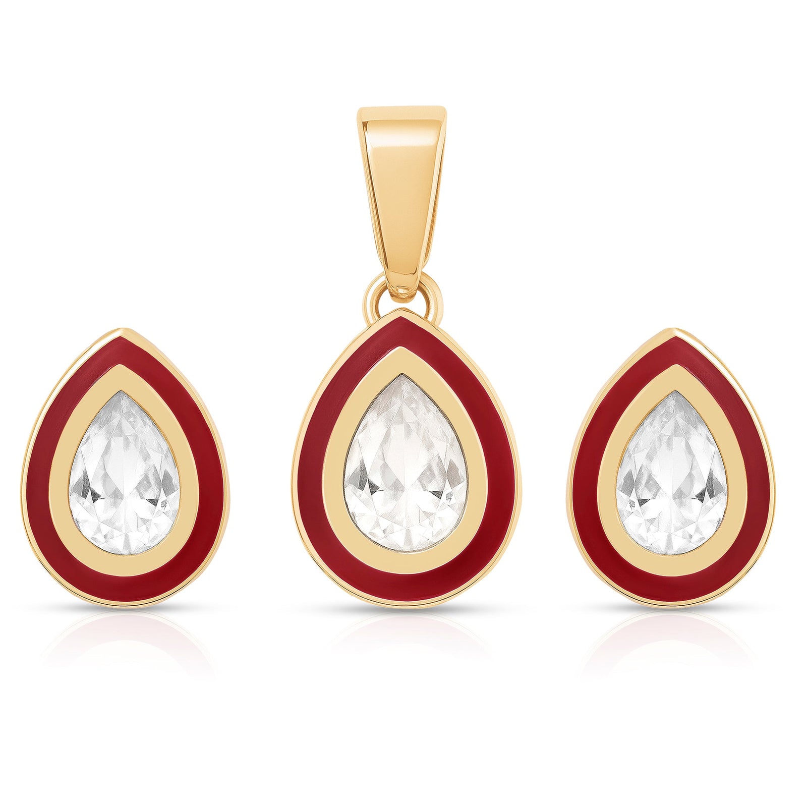 Classic Dewdrop Crystal Pendant Set with Earrings - Sitarahub Sitarahub,