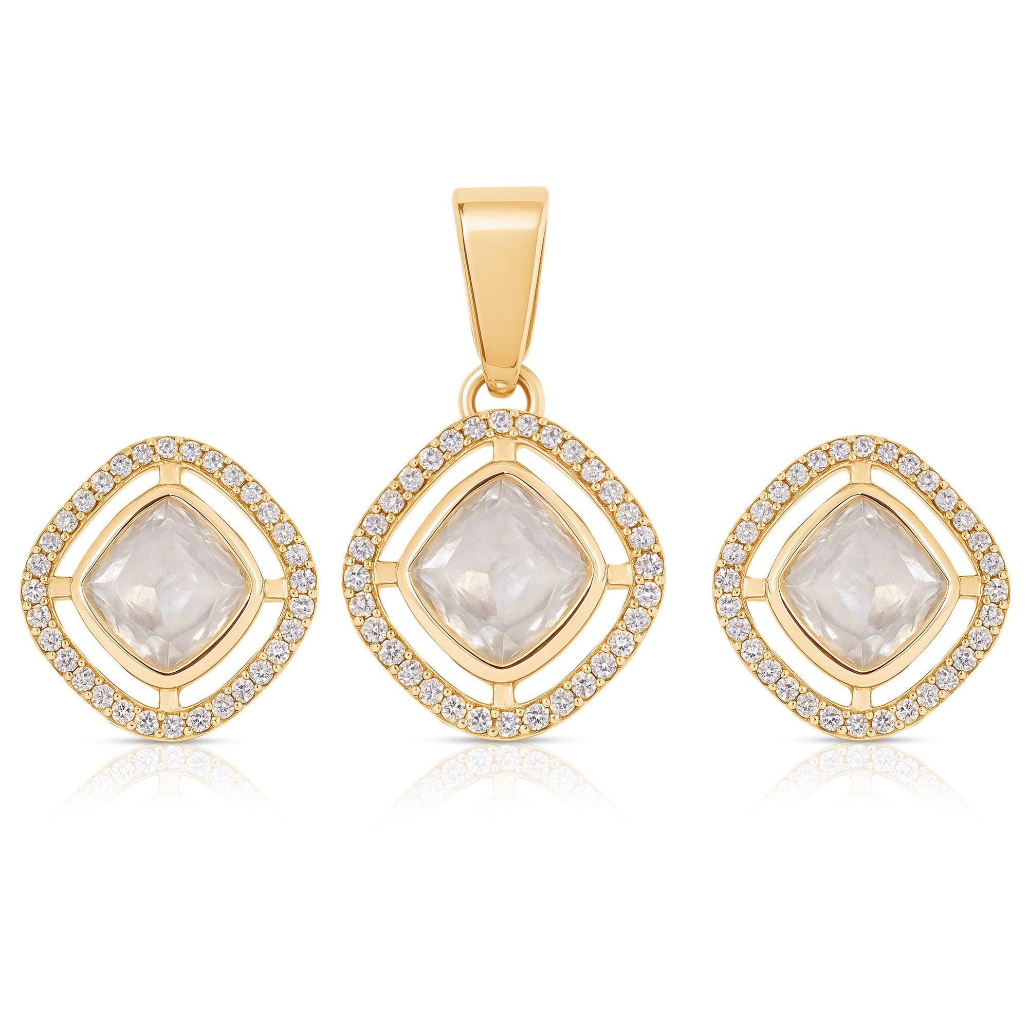 Elegant White Stone Pendant & Earring Set - Sitarahub Sitarahub,