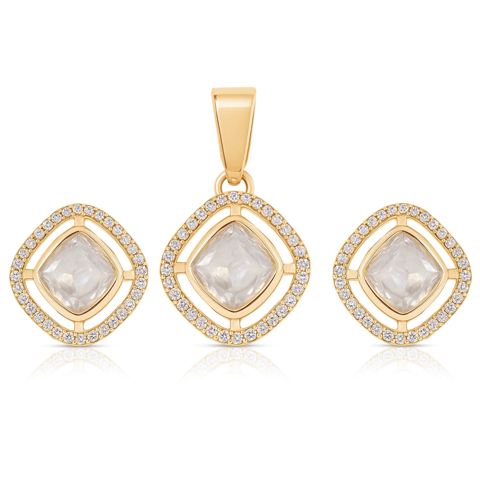Elegant White Stone Pendant & Earring Set - Sitarahub Sitarahub,