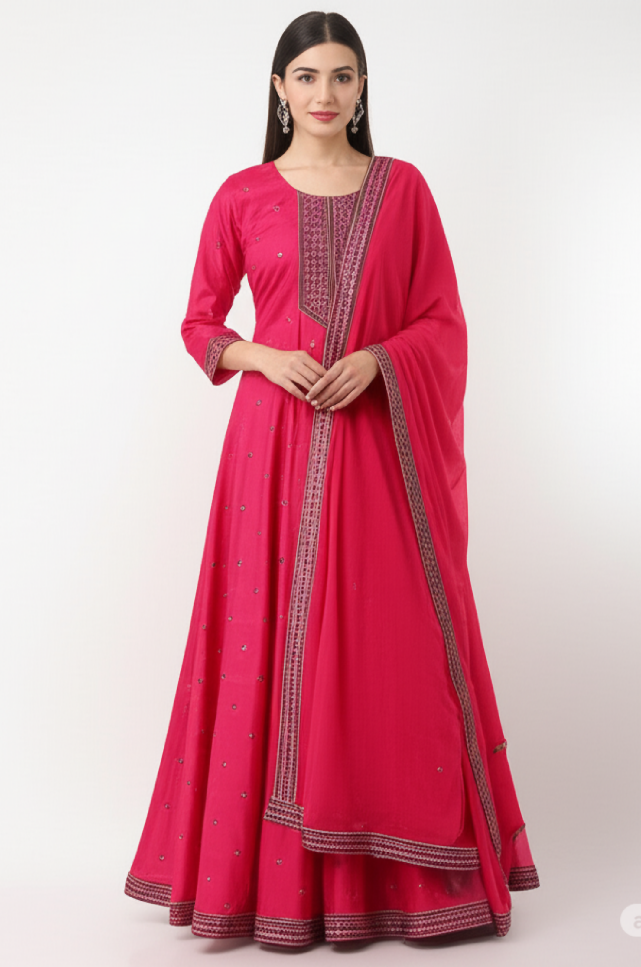 Cherry Red  Anarkali Churidar Suit
