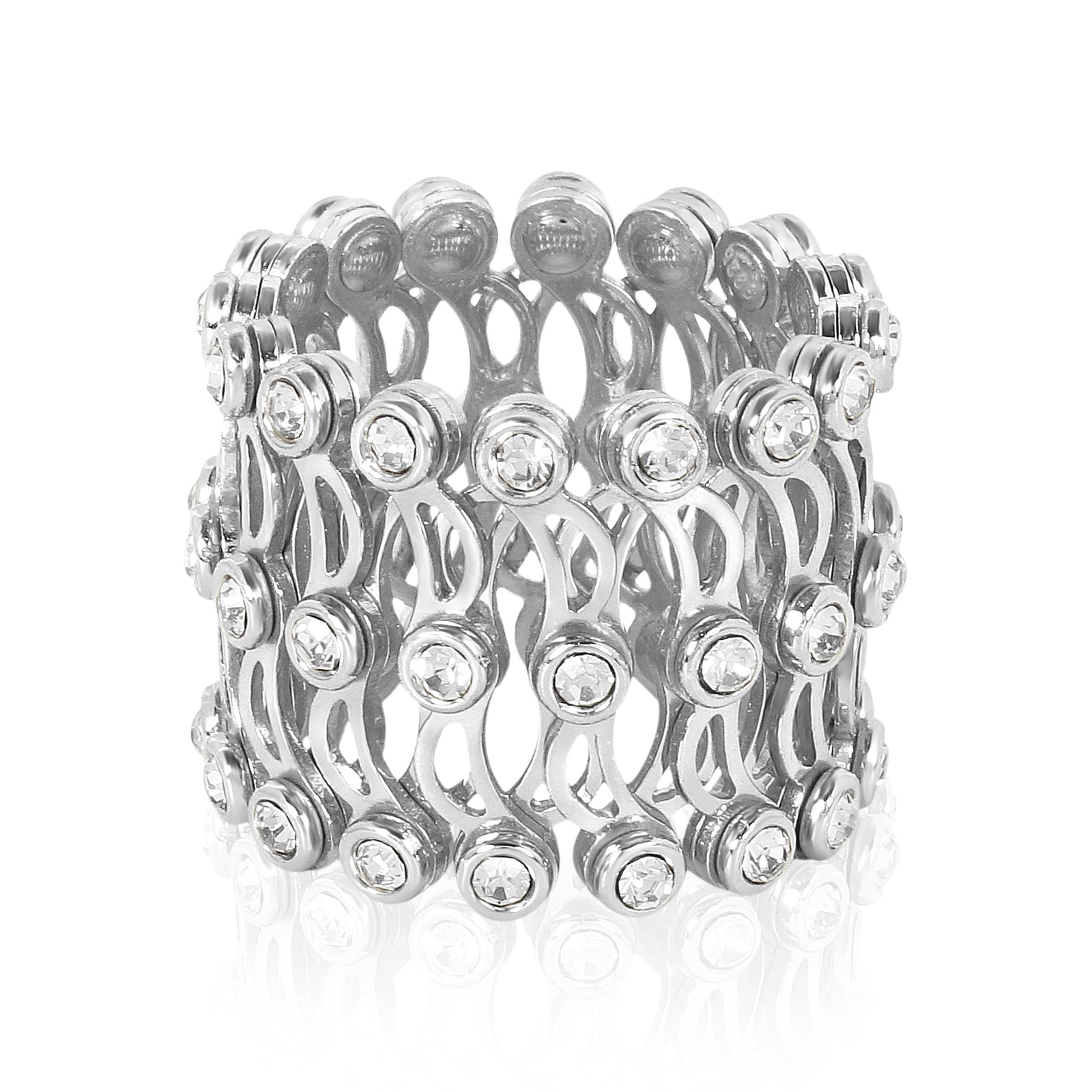 Statement 92.5 Sterling Silver Ring with Clear CZ Stones - Sitarahub Sitarahub,