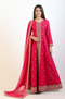 Red Mulled Wine Anarkali Churidar Suit-2