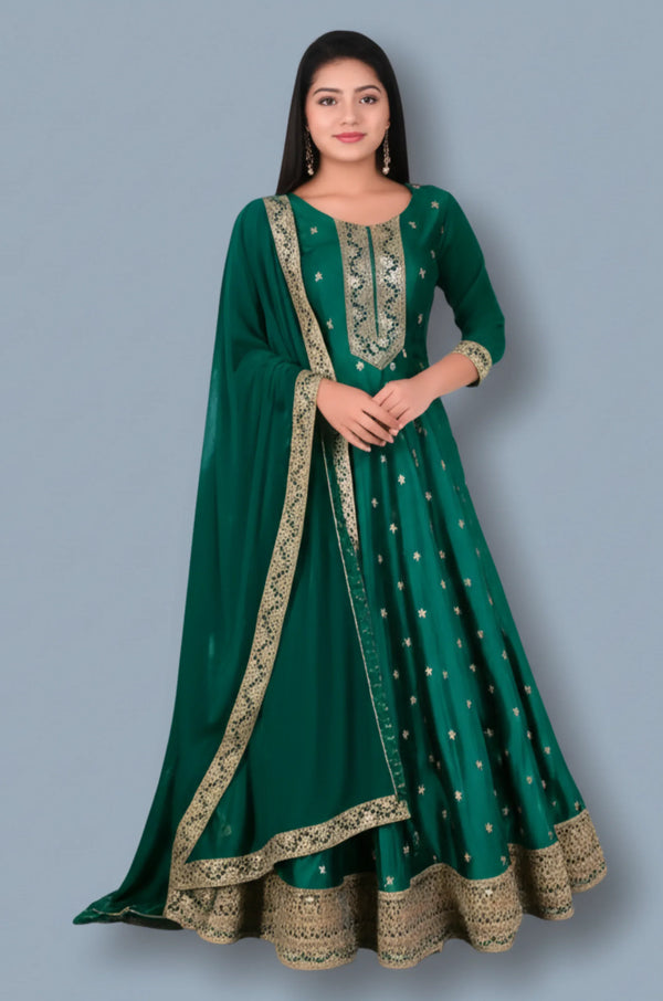 Green Anarkali Chudidar Suit - Sitarahub