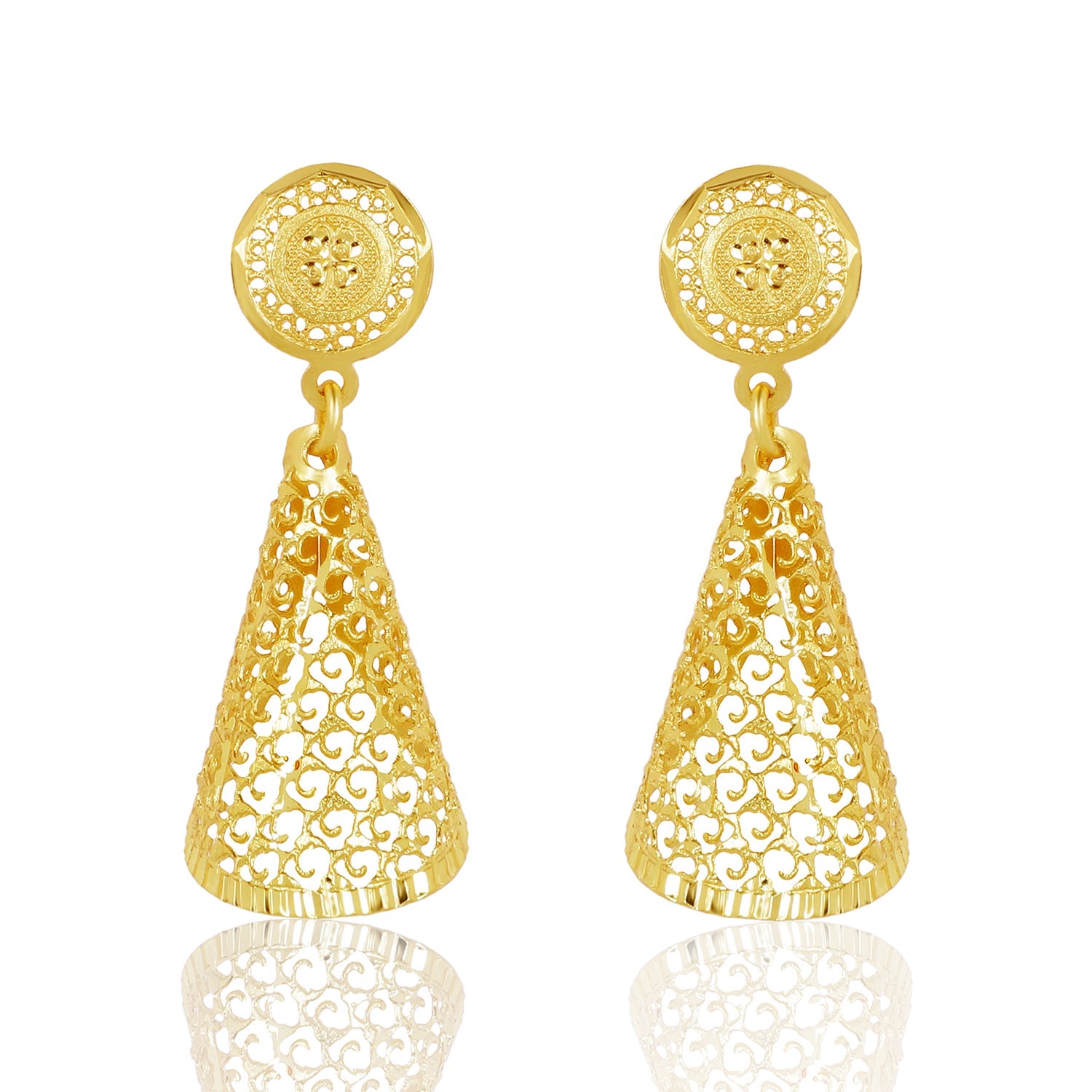 Golden Filigree Cone Chain Pendant & Earring Set - Sitarahub Sitarahub,