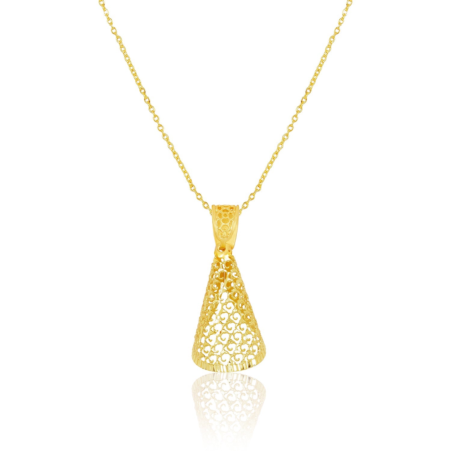 Golden Filigree Cone Chain Pendant & Earring Set - Sitarahub Sitarahub,