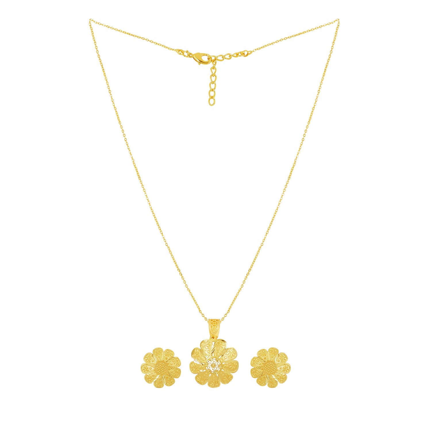 Antique Gold Pendant Set with Stud Earrings - Sitarahub Sitarahub,
