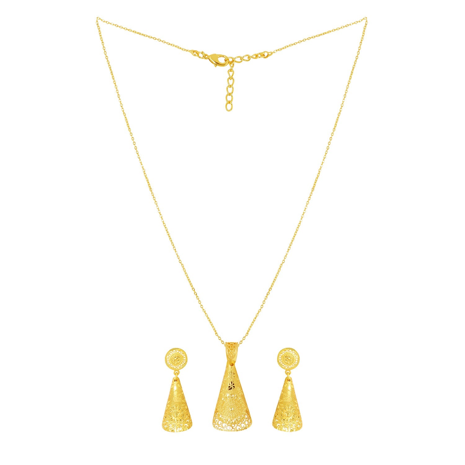 Cone Drop Antique Gold Pendant Set with Circular Tops - Sitarahub Sitarahub,