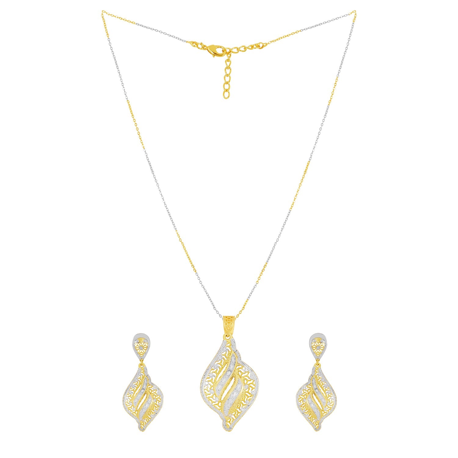 Graceful Leaf-Inspired Dual-Tone Pendant Set - Sitarahub Sitarahub,