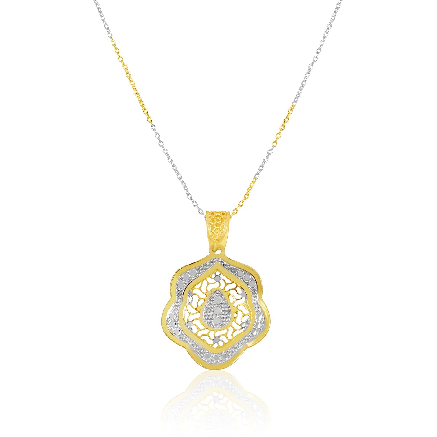 Ornate Dual-Tone Chain Pendant & Earring Set - Sitarahub Sitarahub,