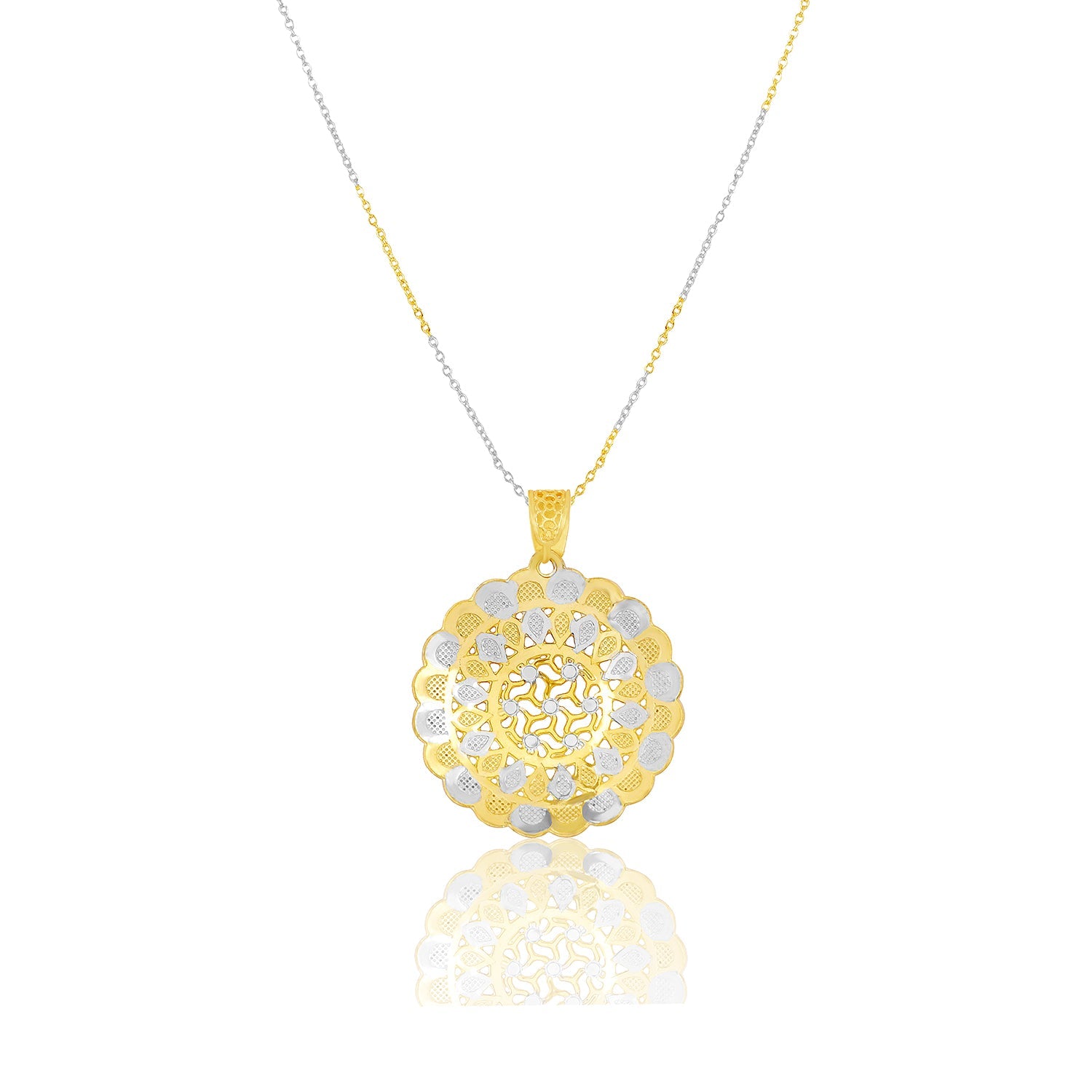 Radiant Dual-Tone Round Chain Pendant Set - Sitarahub Sitarahub,