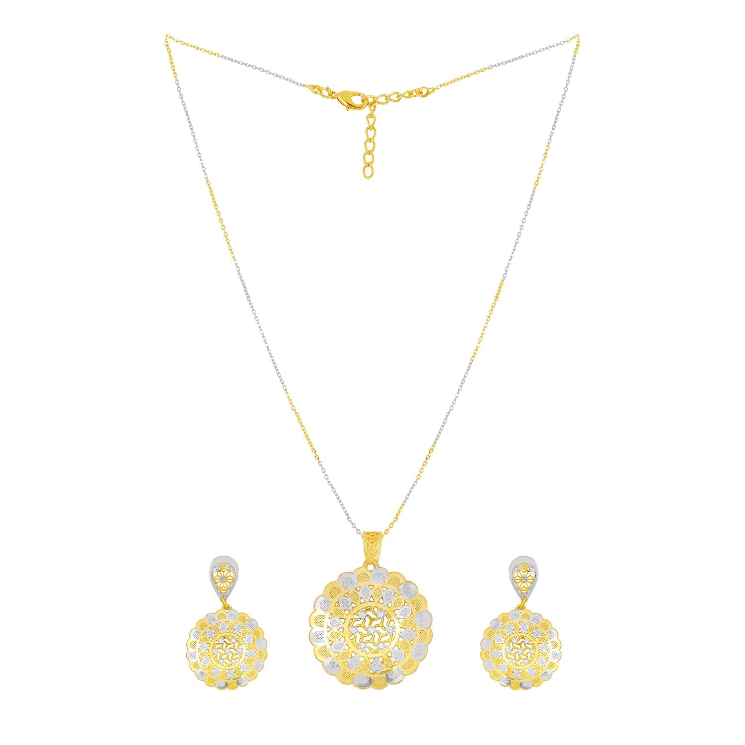 Radiant Dual-Tone Round Chain Pendant Set - Sitarahub Sitarahub,