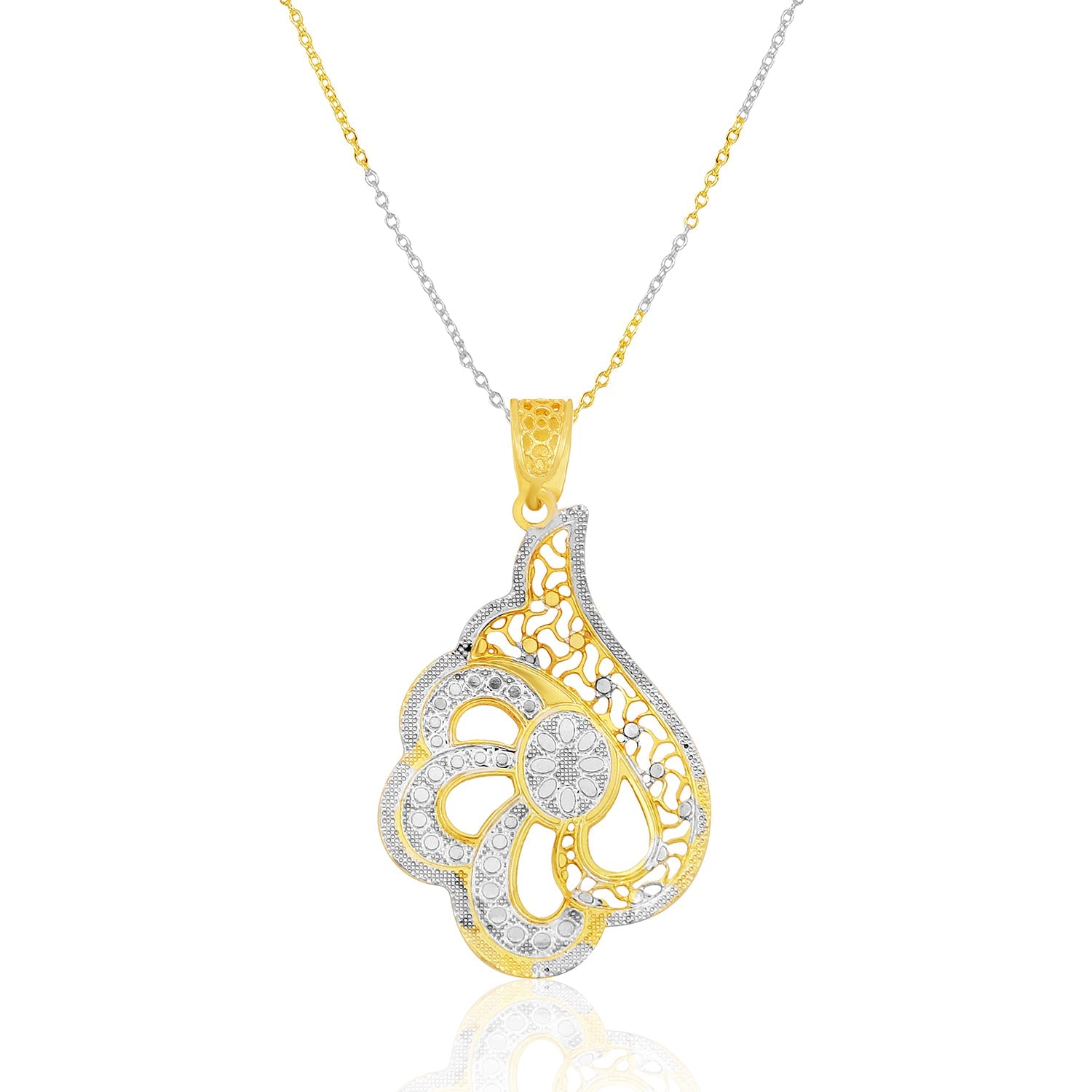 Dual-Tone Paisley Chain Pendant Set - Sitarahub Sitarahub,
