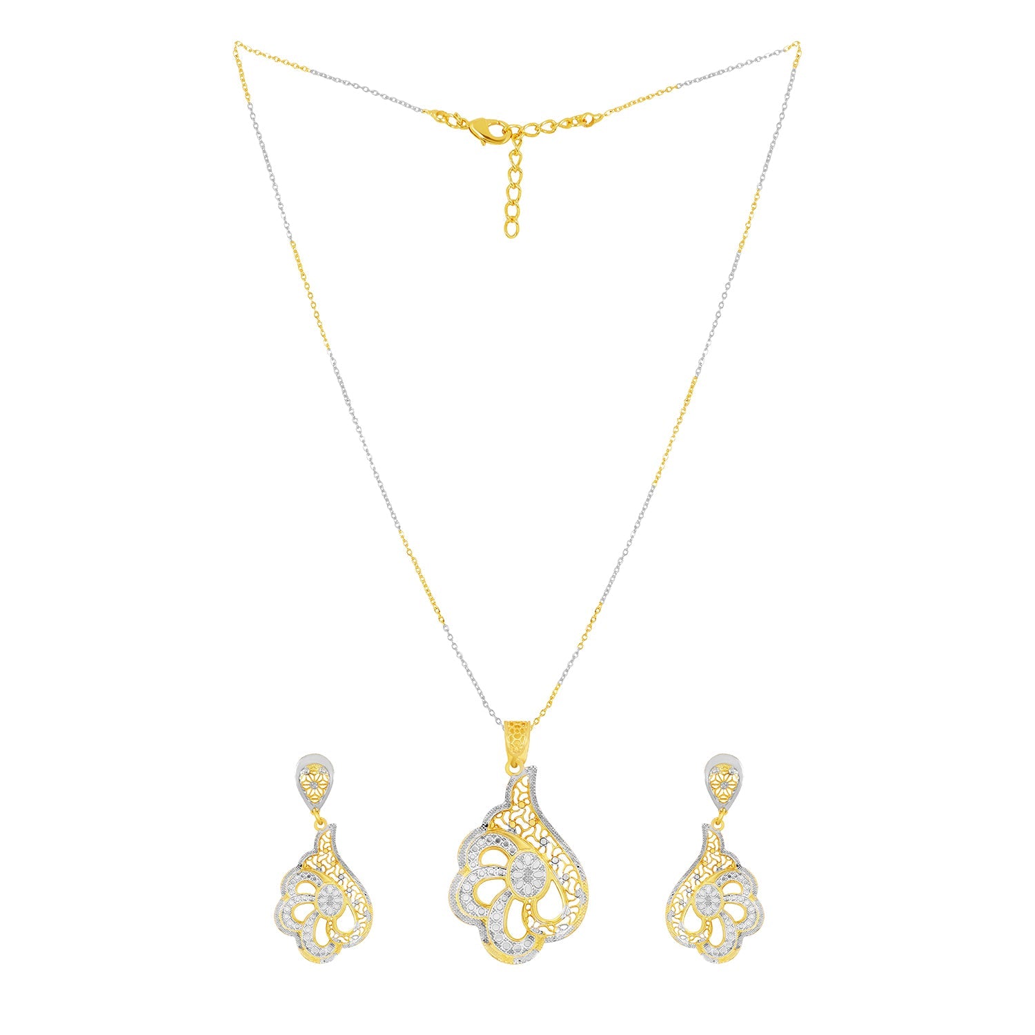 Dual-Tone Paisley Chain Pendant Set - Sitarahub Sitarahub,