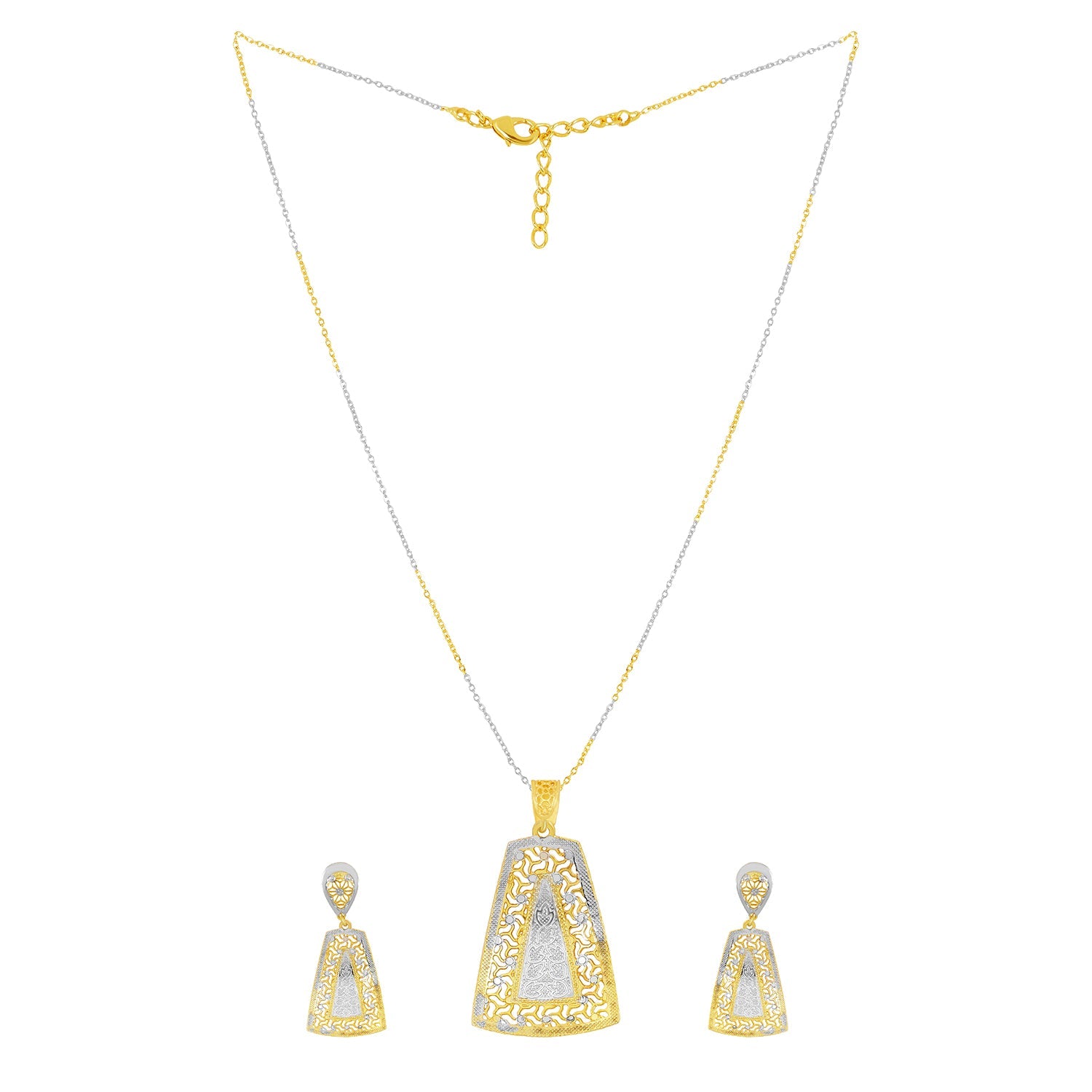 Elegant Dual-Tone Geometric Chain Pendant Set - Sitarahub Sitarahub,