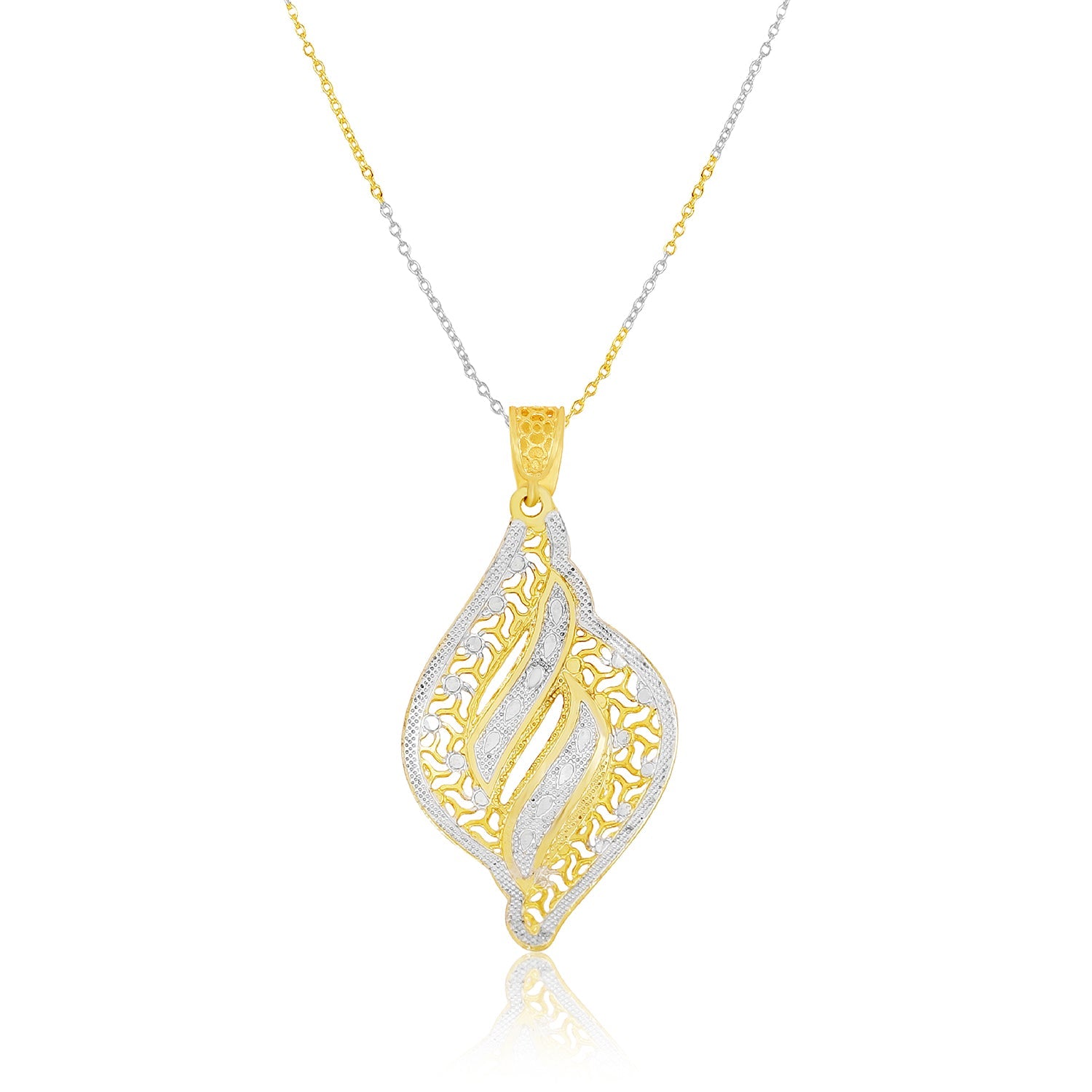 Graceful Leaf-Inspired Dual-Tone Pendant Set - Sitarahub Sitarahub,