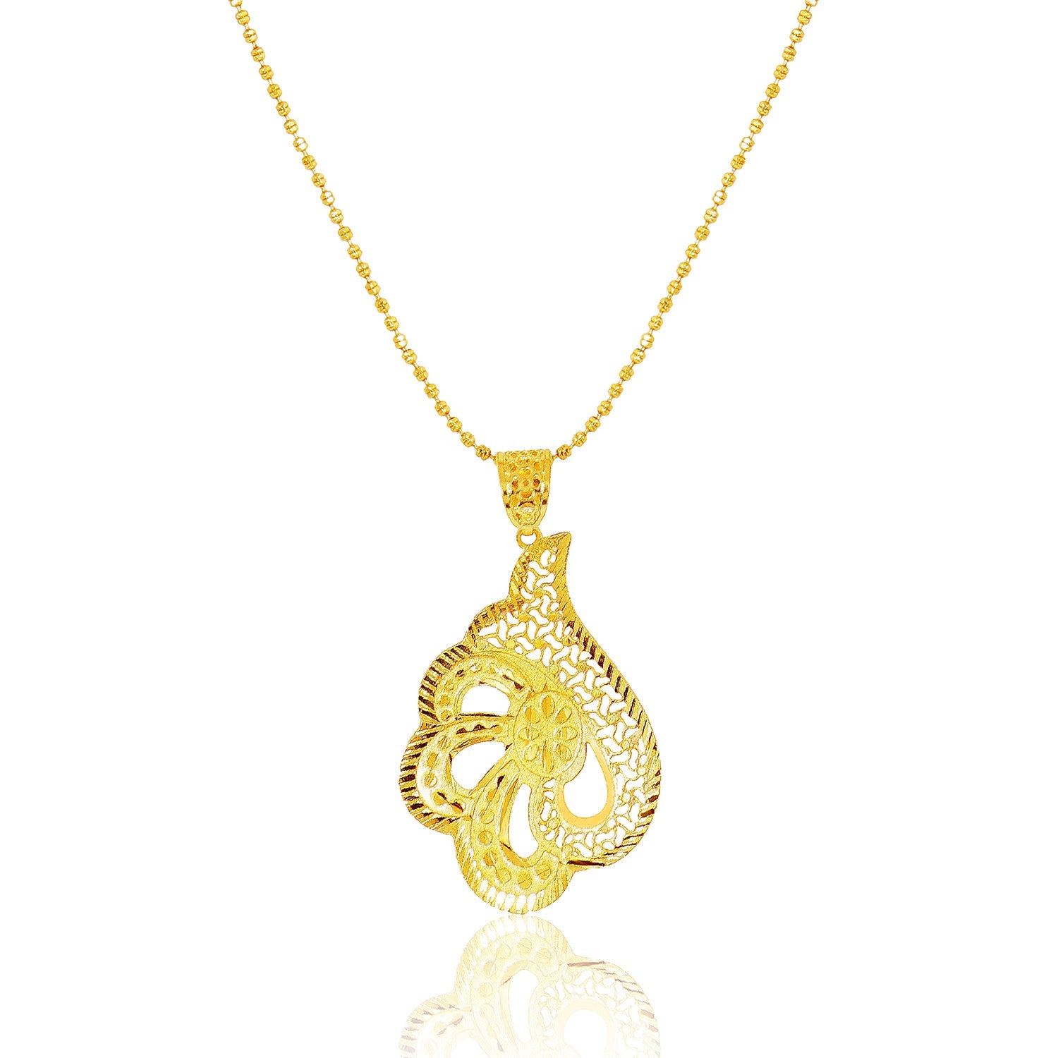 Elegant Gold-Toned Paisley Pendant Set with Earrings - Sitarahub Sitarahub,