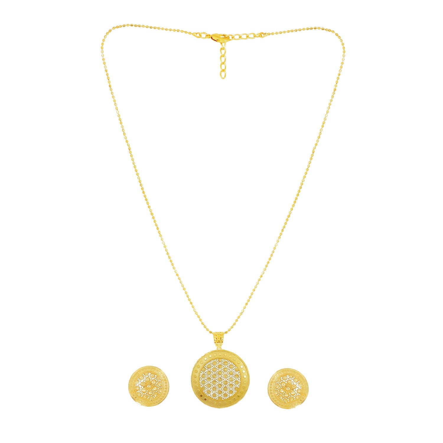 Floral Gold-Plated Chain Pendant & Earring Set - Sitarahub Sitarahub,
