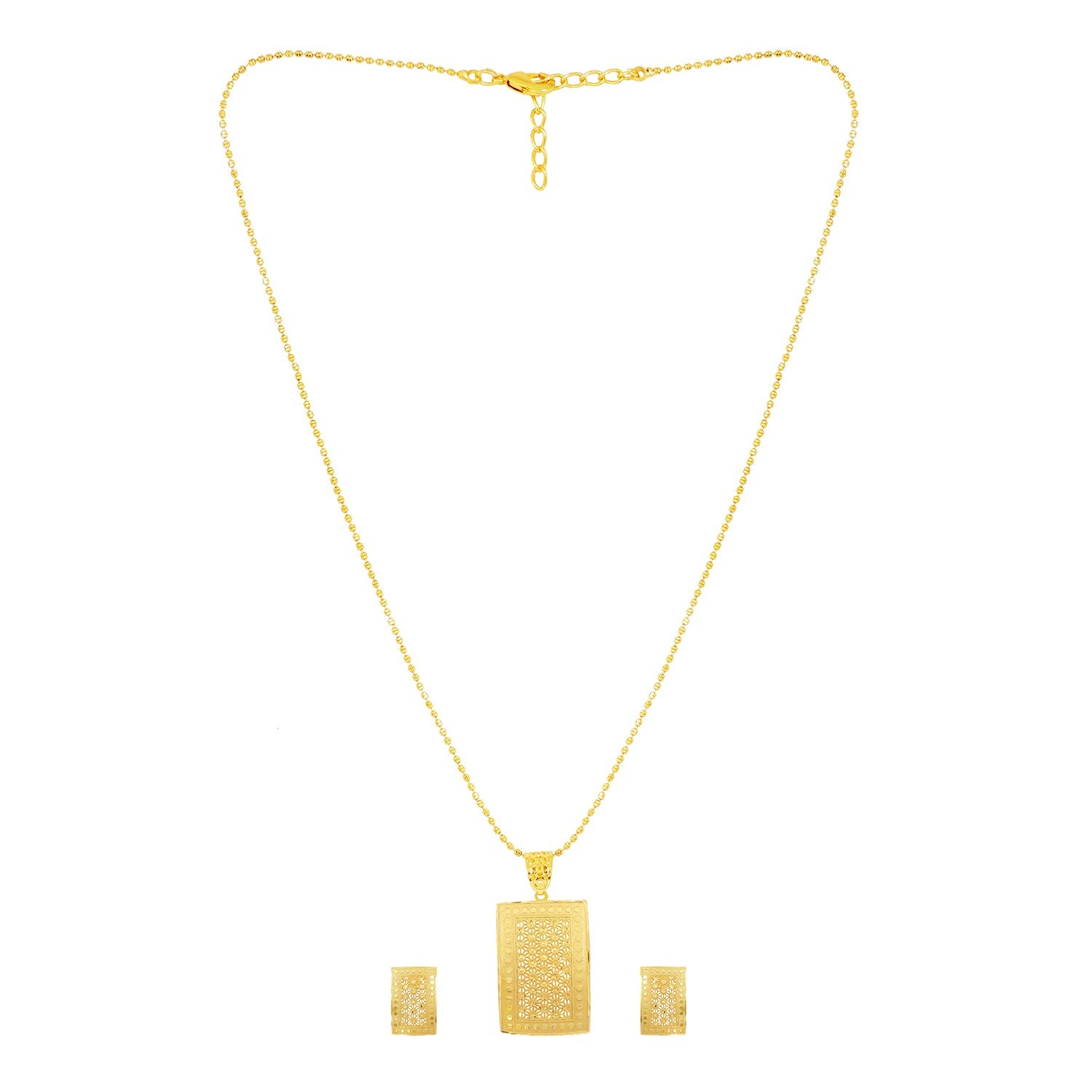 Sublime Rectangular Gold-Plated Chain Pendant Set - Sitarahub Sitarahub,