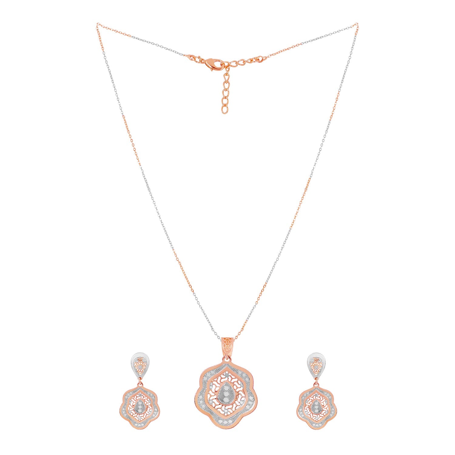 Rose Gold Bloom Motif Pendant Set - Sitarahub Sitarahub,