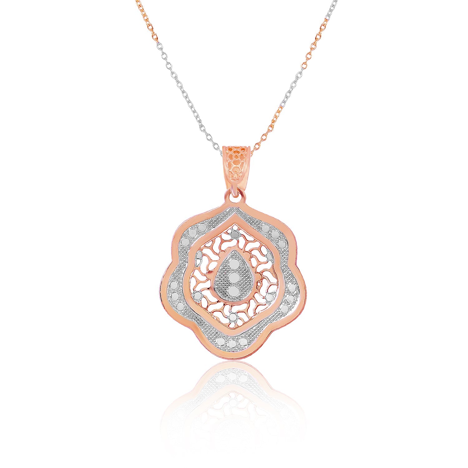 Rose Gold Bloom Motif Pendant Set - Sitarahub Sitarahub,