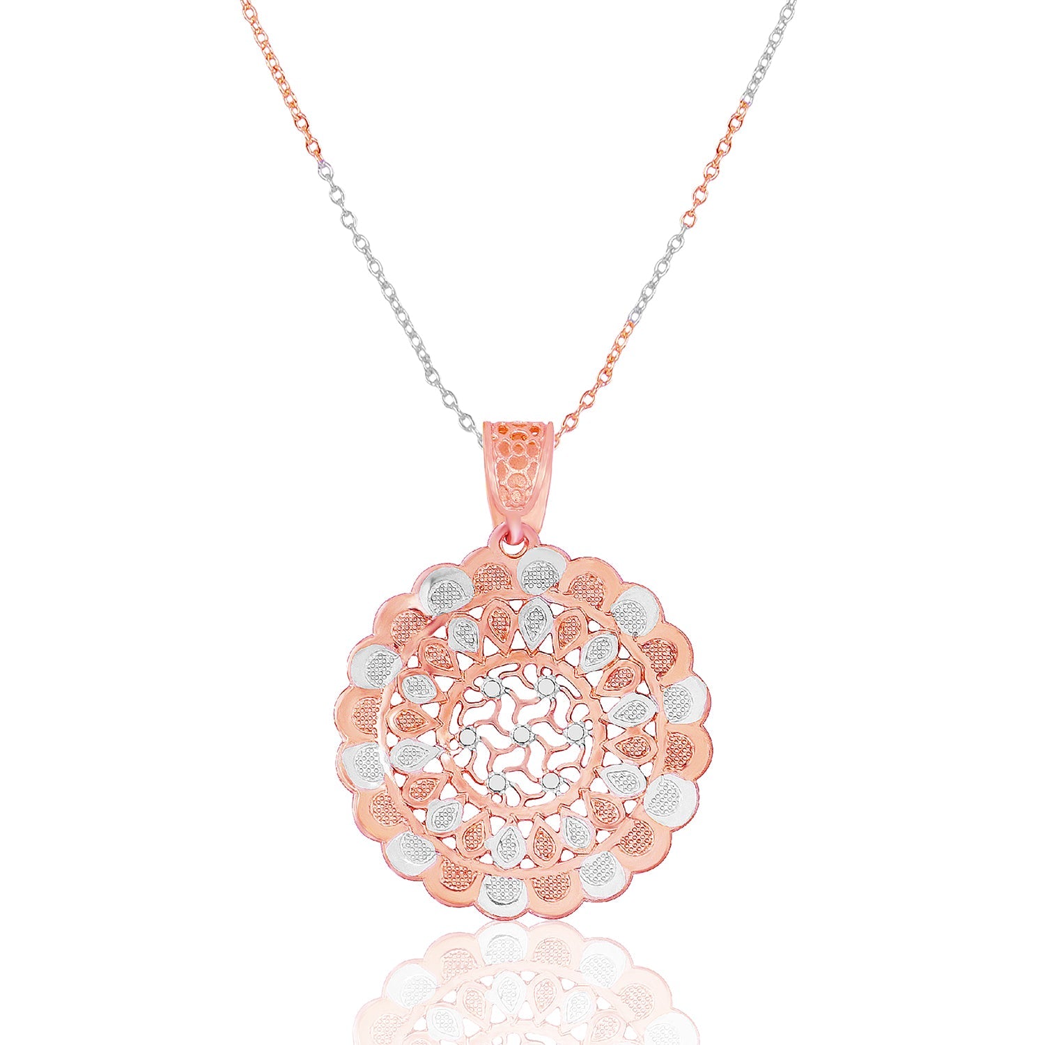 Radiant Copper-Silver Floral Pendant Set - Sitarahub Sitarahub,
