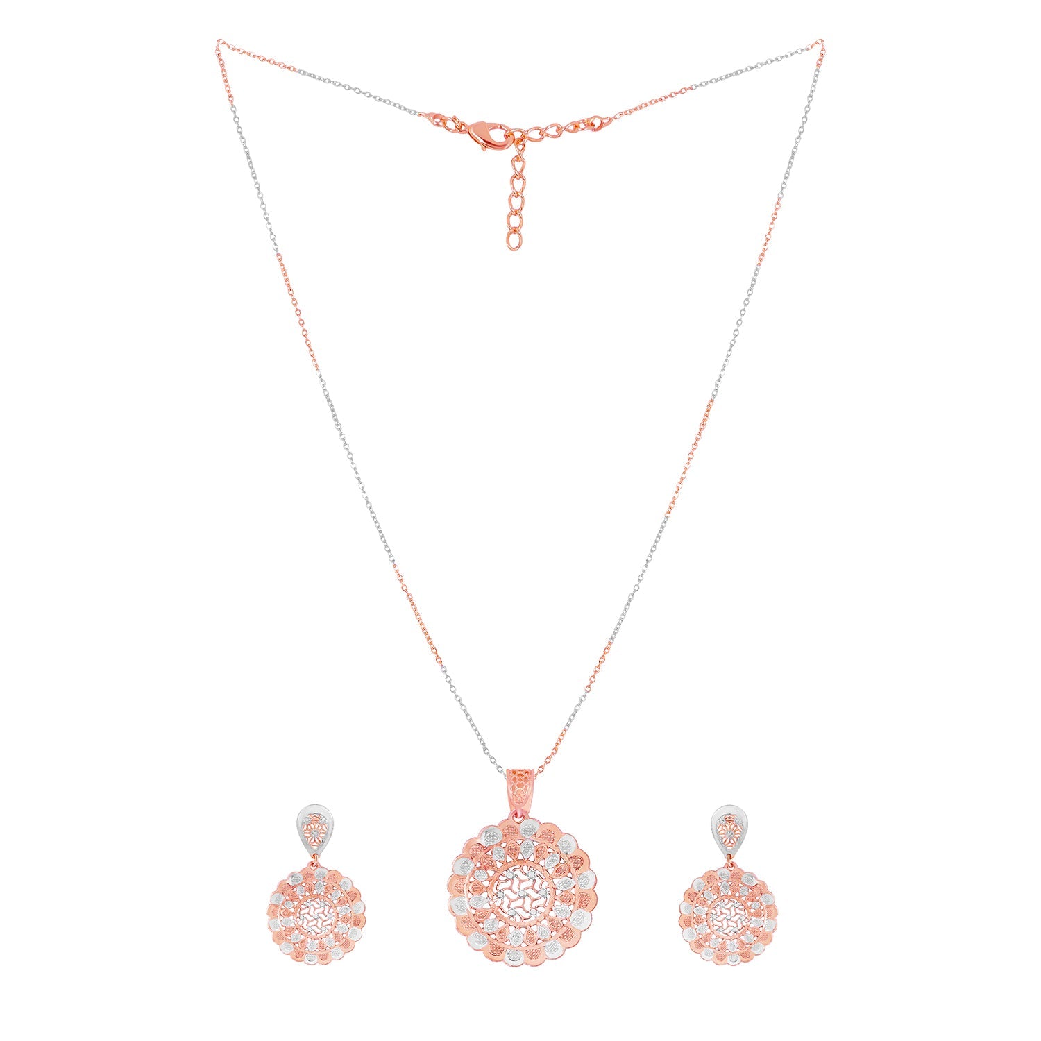 Radiant Copper-Silver Floral Pendant Set - Sitarahub Sitarahub,