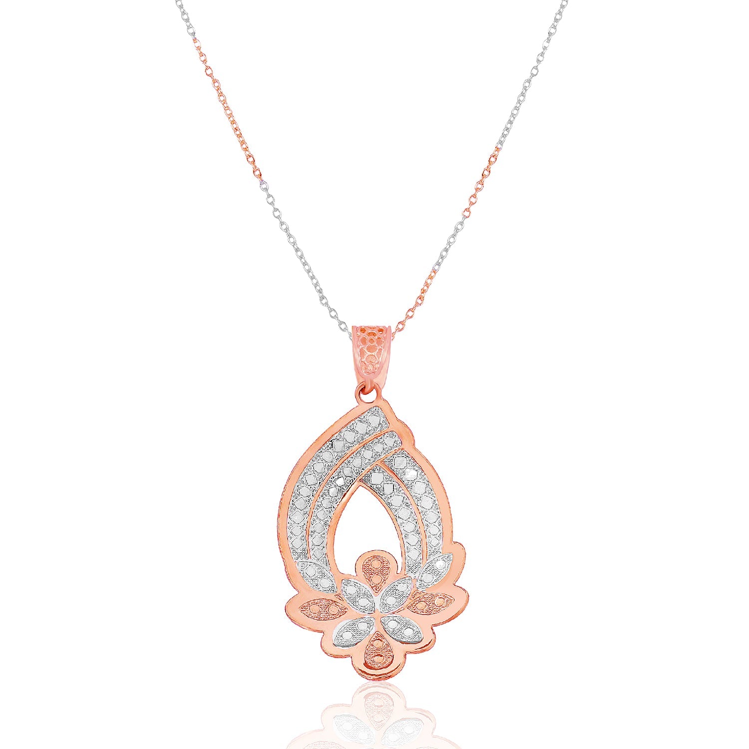 Elegant Petal Shaped Copper-Silver Pendant Set - Sitarahub Sitarahub,