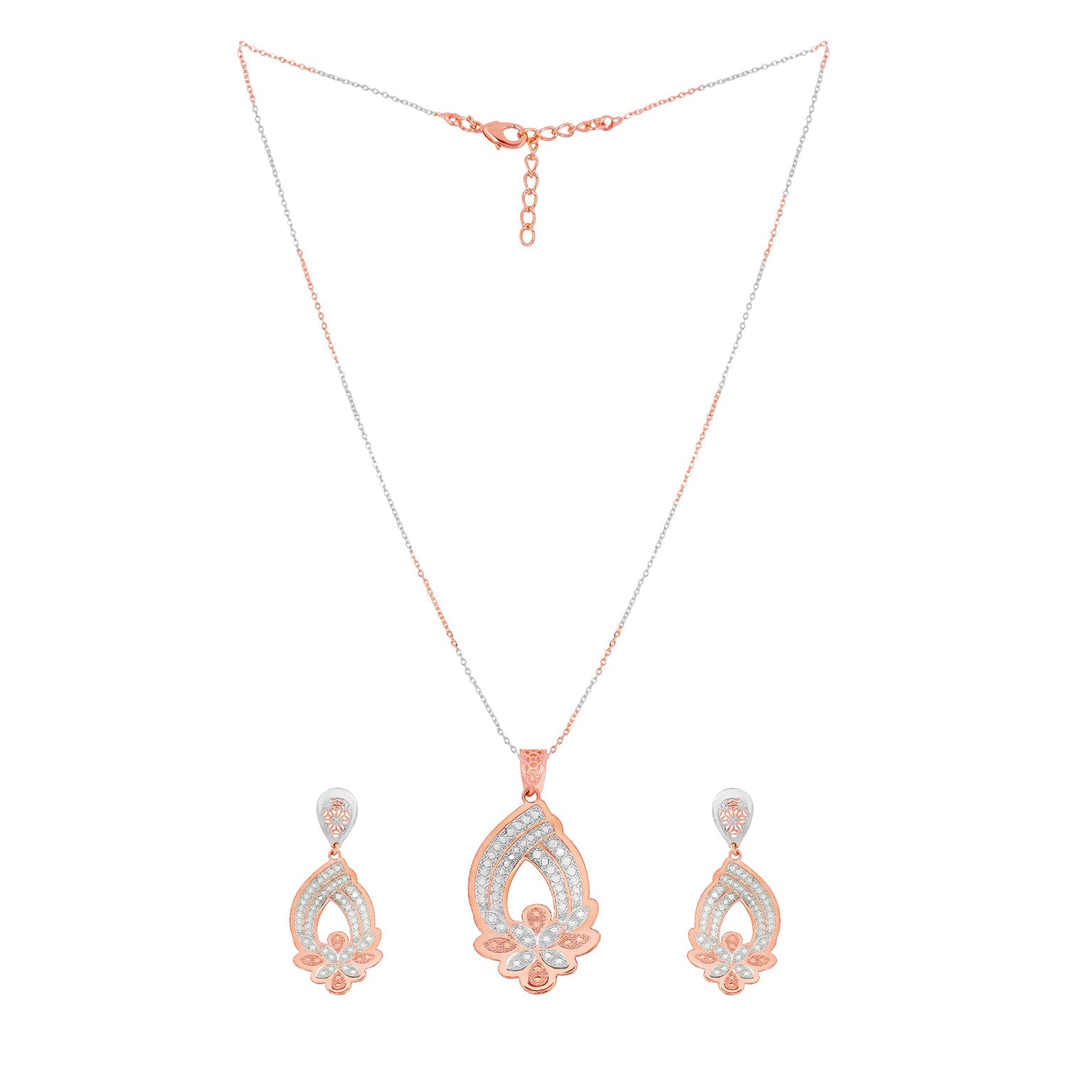 Elegant Petal Shaped Copper-Silver Pendant Set - Sitarahub Sitarahub,