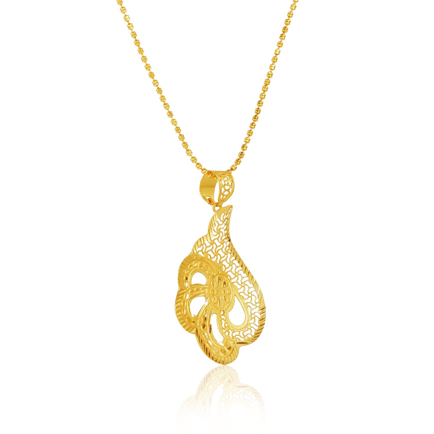 Elegant Gold-Toned Paisley Pendant Set with Earrings - Sitarahub Sitarahub,