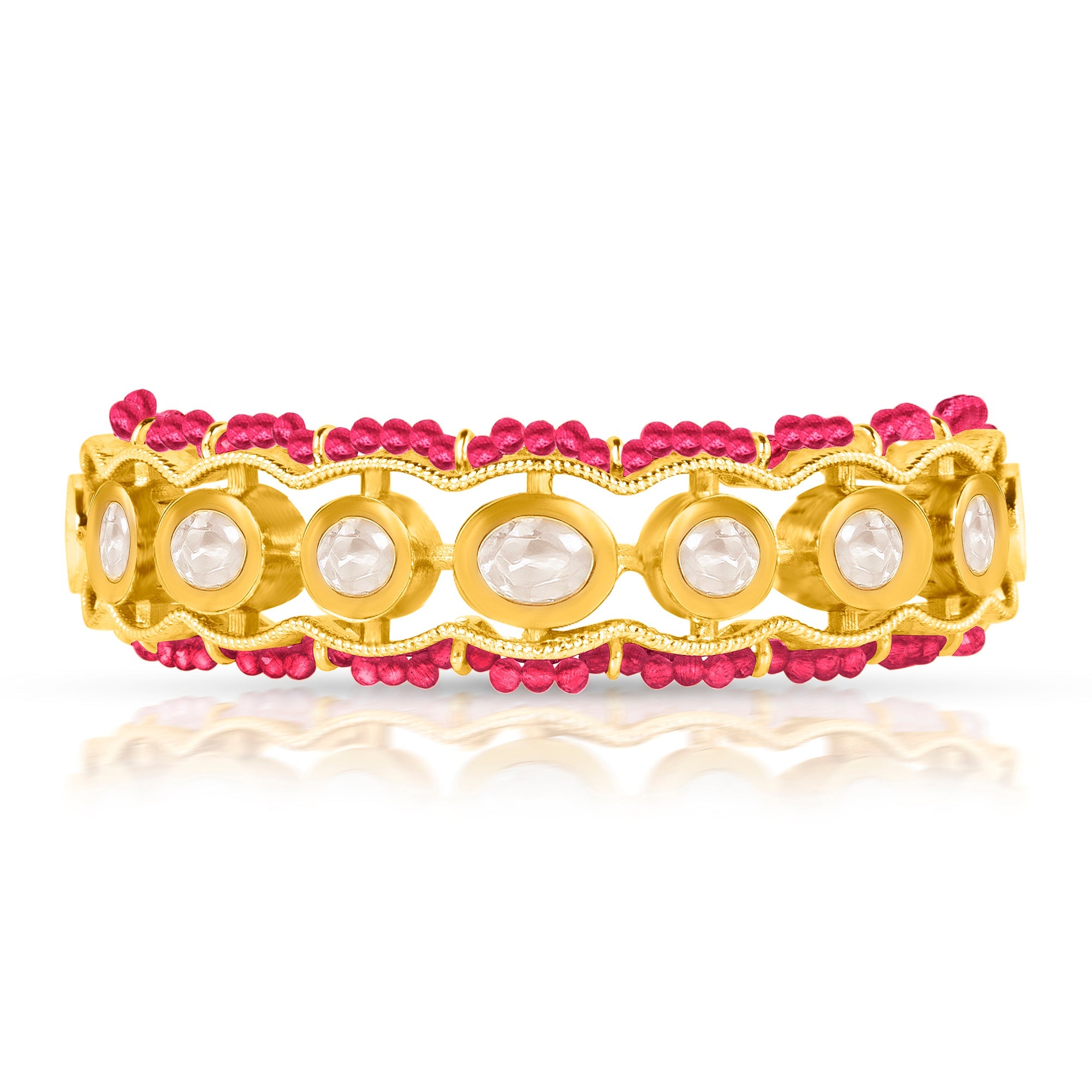 Elegant Kundan & Ruby Work Gold-Plated Moti Kada - Sitarahub Sitarahub,