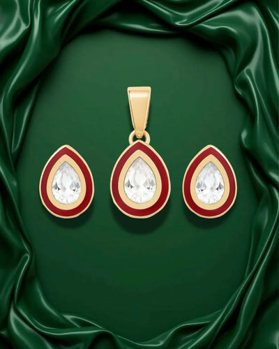 Classic Dewdrop Crystal Pendant Set with Earrings - Sitarahub