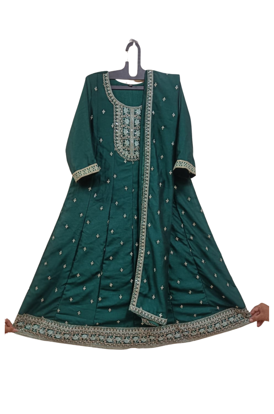 Seagrass Green Anarkali Churidar Suit (1)