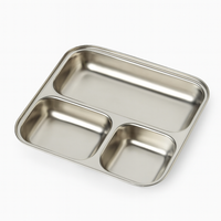 Stainless Steel 3-Compartment Dinner Plate – Mess Tray / Thali for Home & Kitchen - Sitarahub Sitarahub,