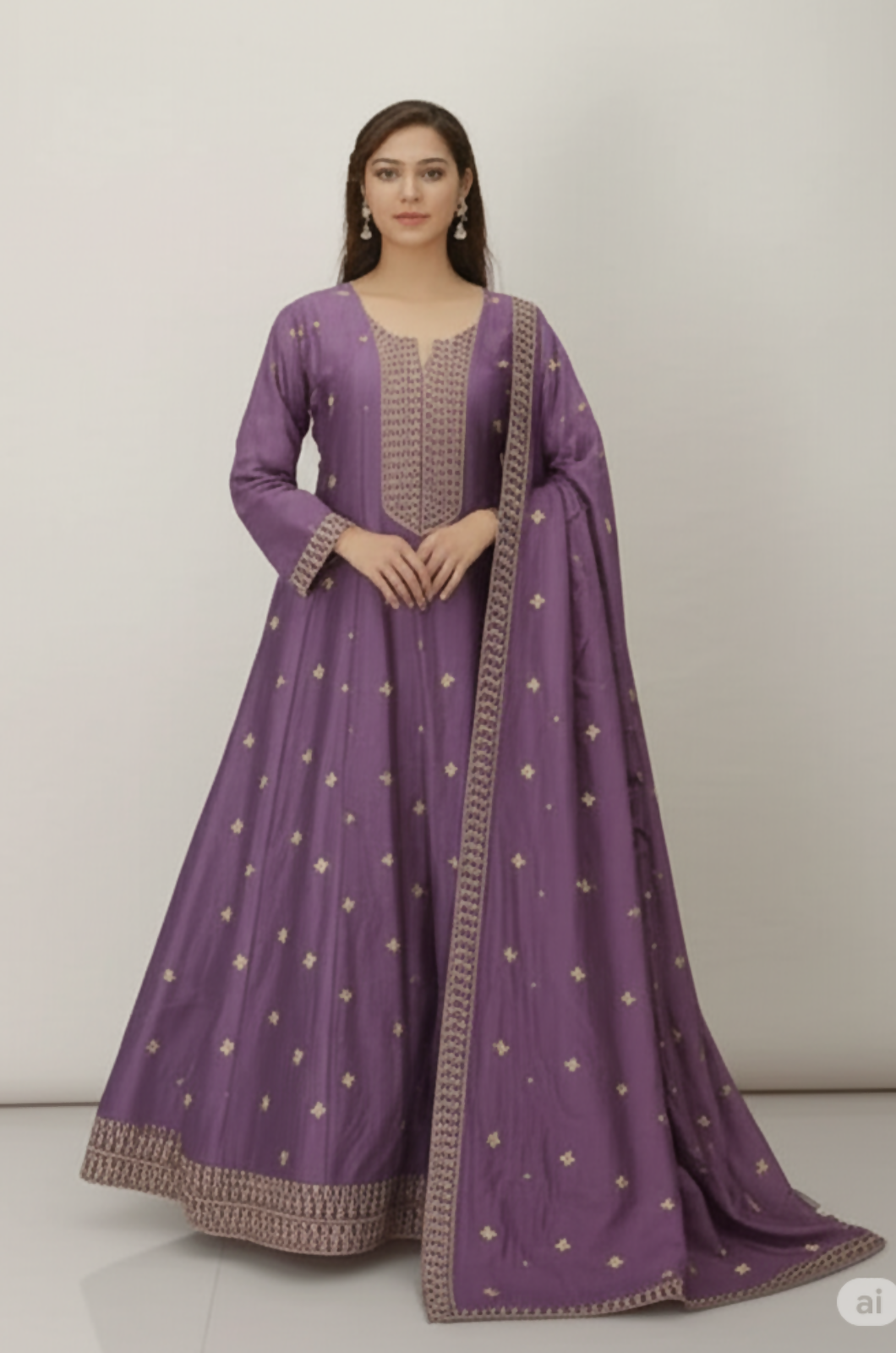 Plush Purple Anarkali Churidar Suit-2
