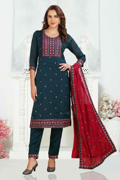 Blue Whale Rangoli Suit (Straight Cut) - Sitarahub