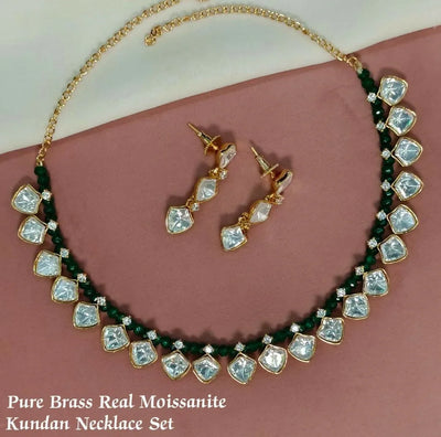 A Royal Kundan Necklace Set with beads and kundan stones - Sitarahub