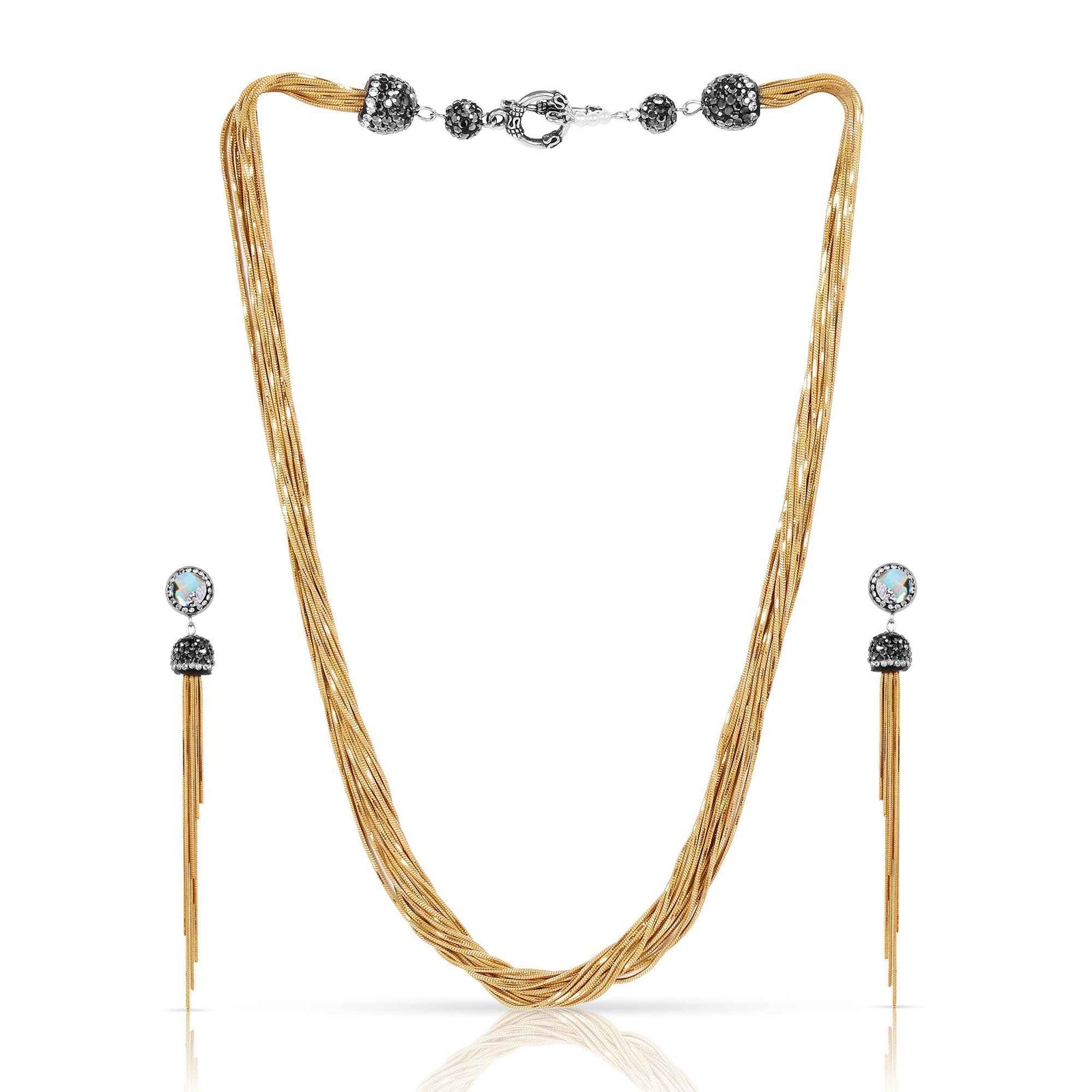 Brass Snake Chain Necklace Set with Earrings
