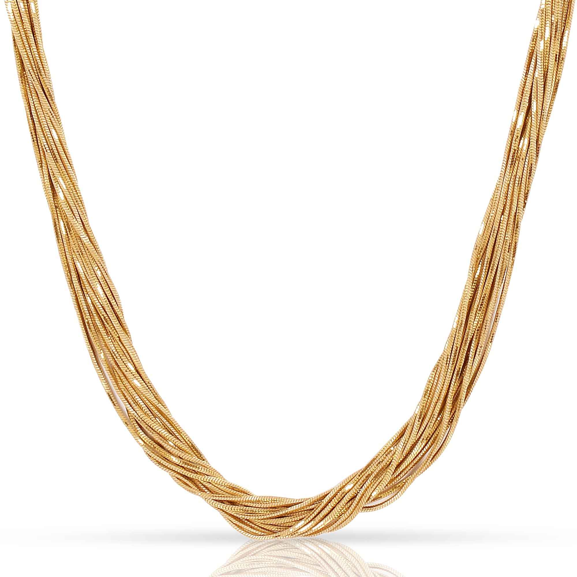 Brass Snake Chain Necklace Set with Earrings