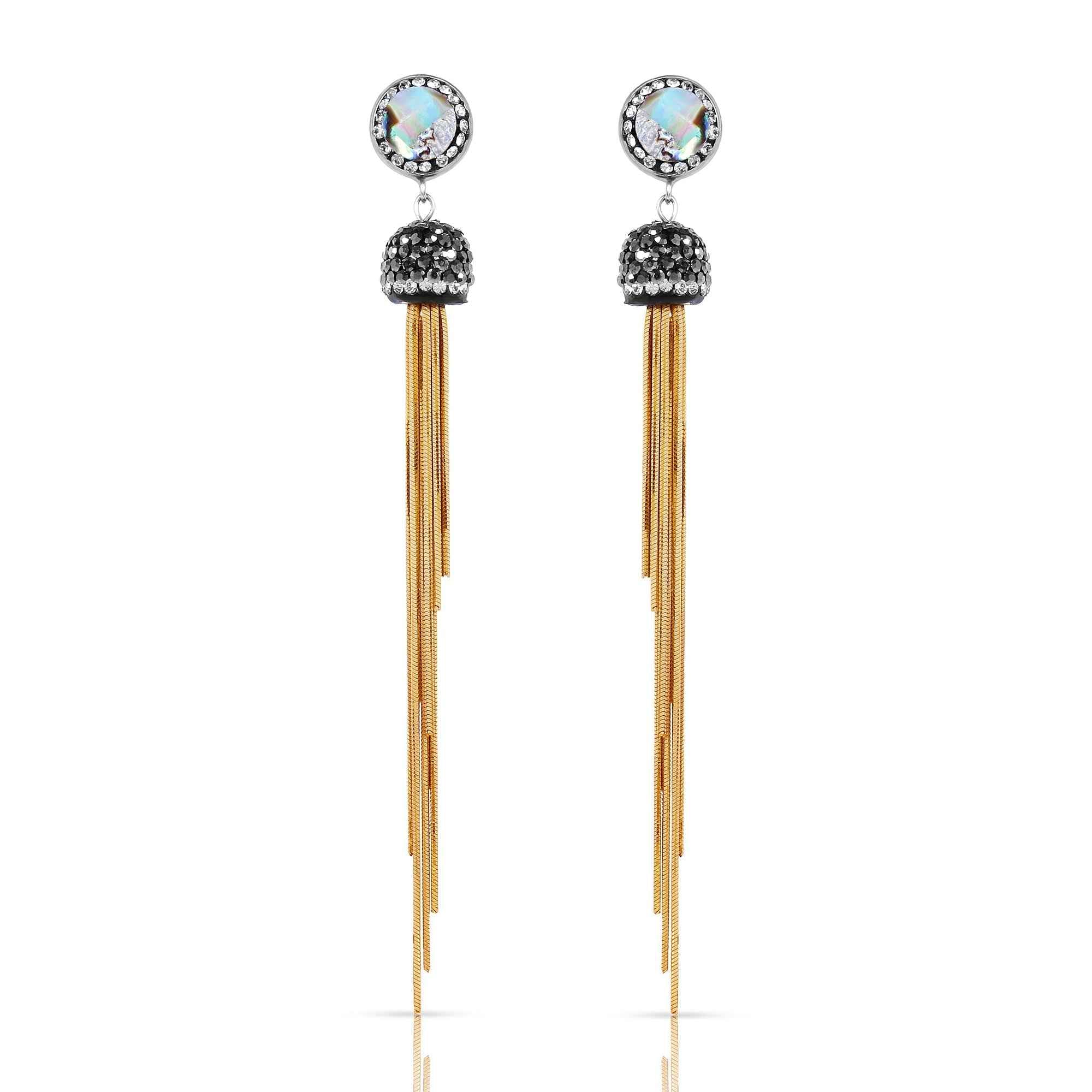 Brass Snake Chain Necklace Set with Earrings