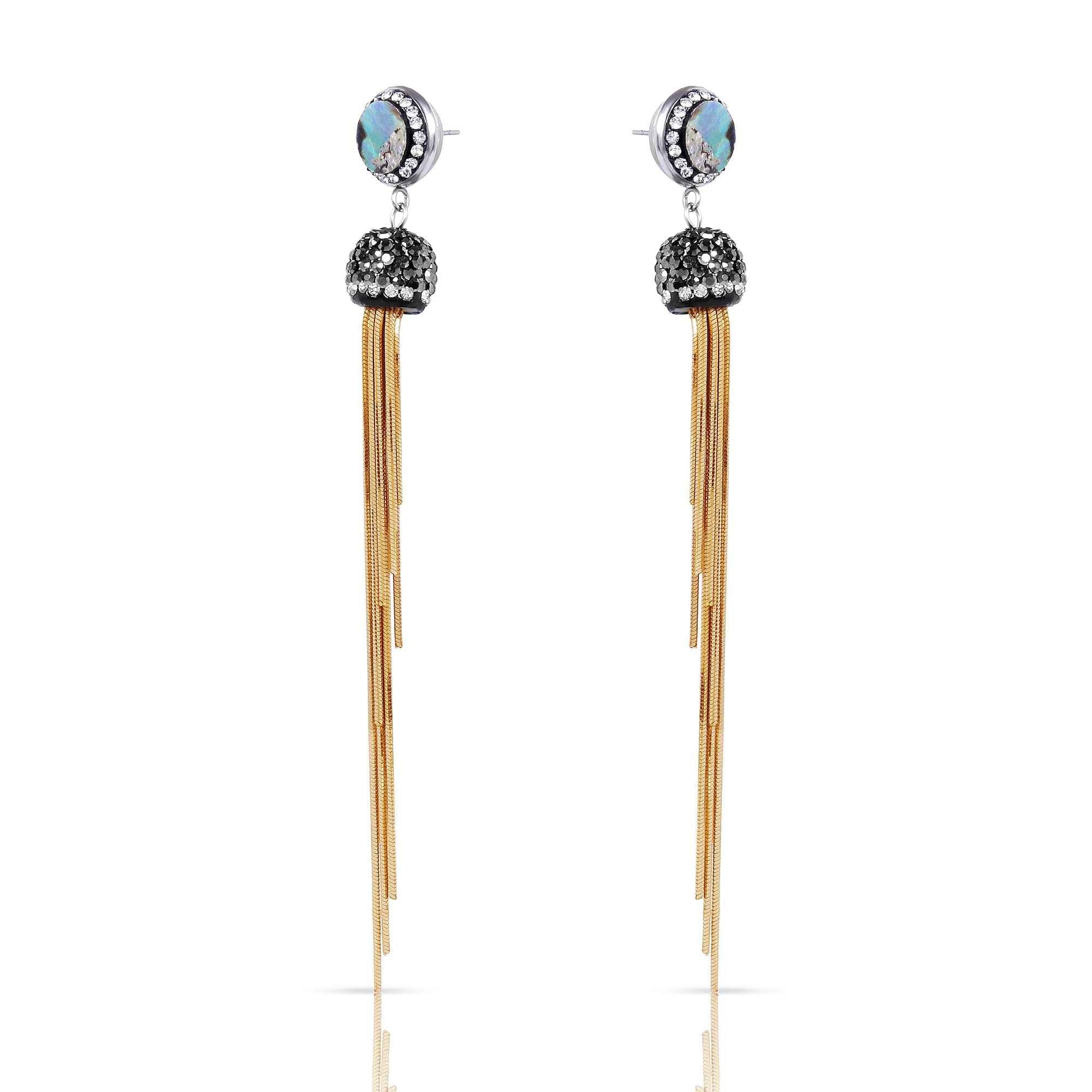 Brass Snake Chain Necklace Set with Earrings