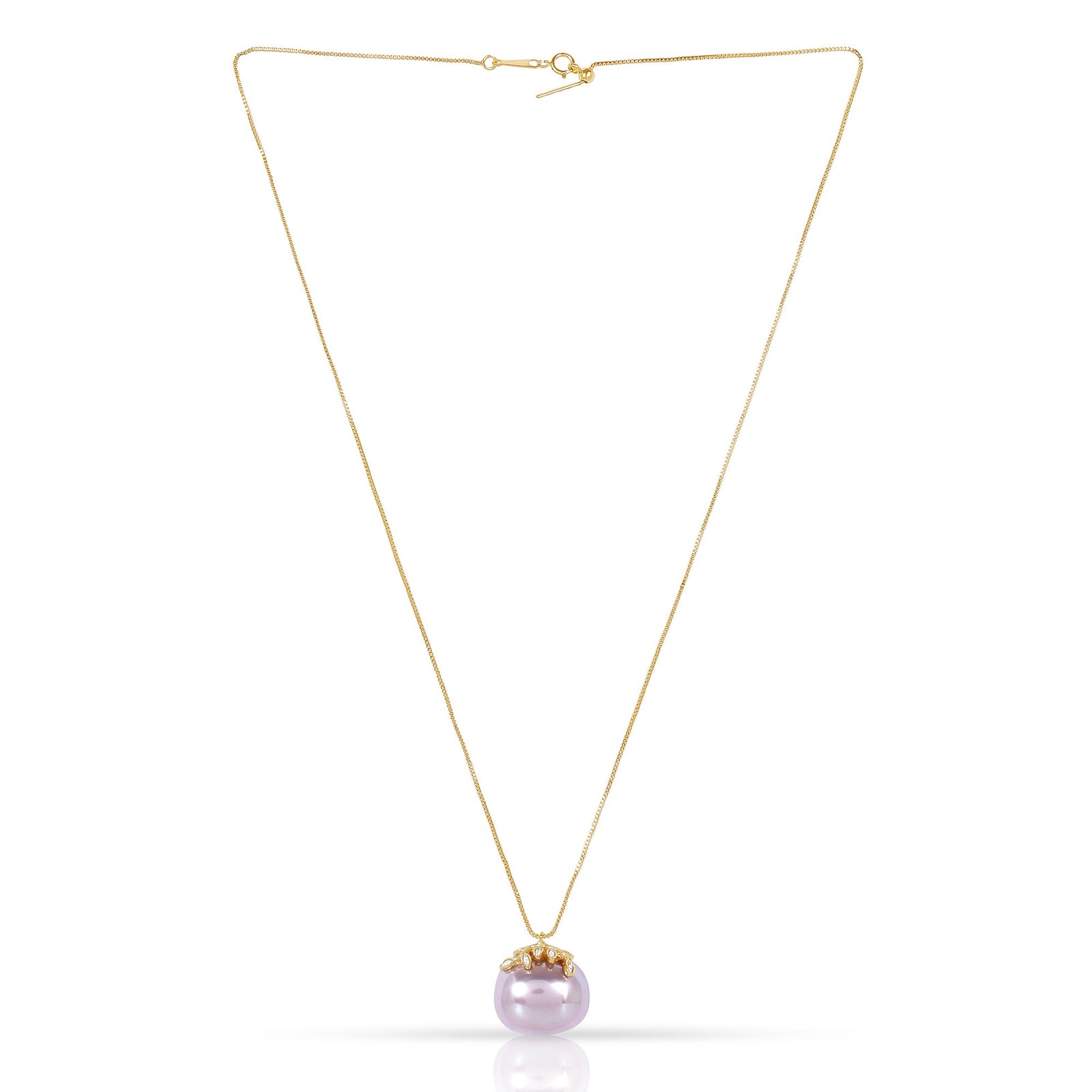 Gold Crystal Chain with Abalone Shell Pendant