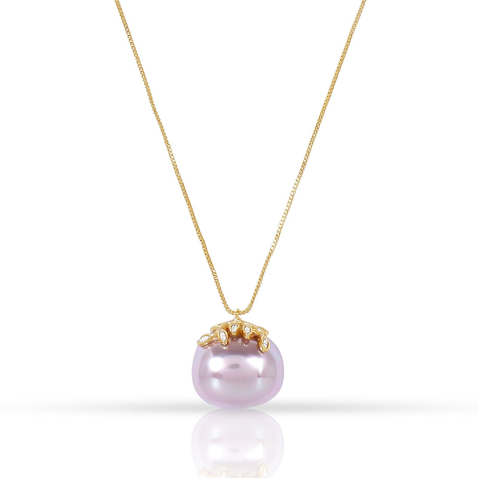 Gold Crystal Chain with Abalone Shell Pendant