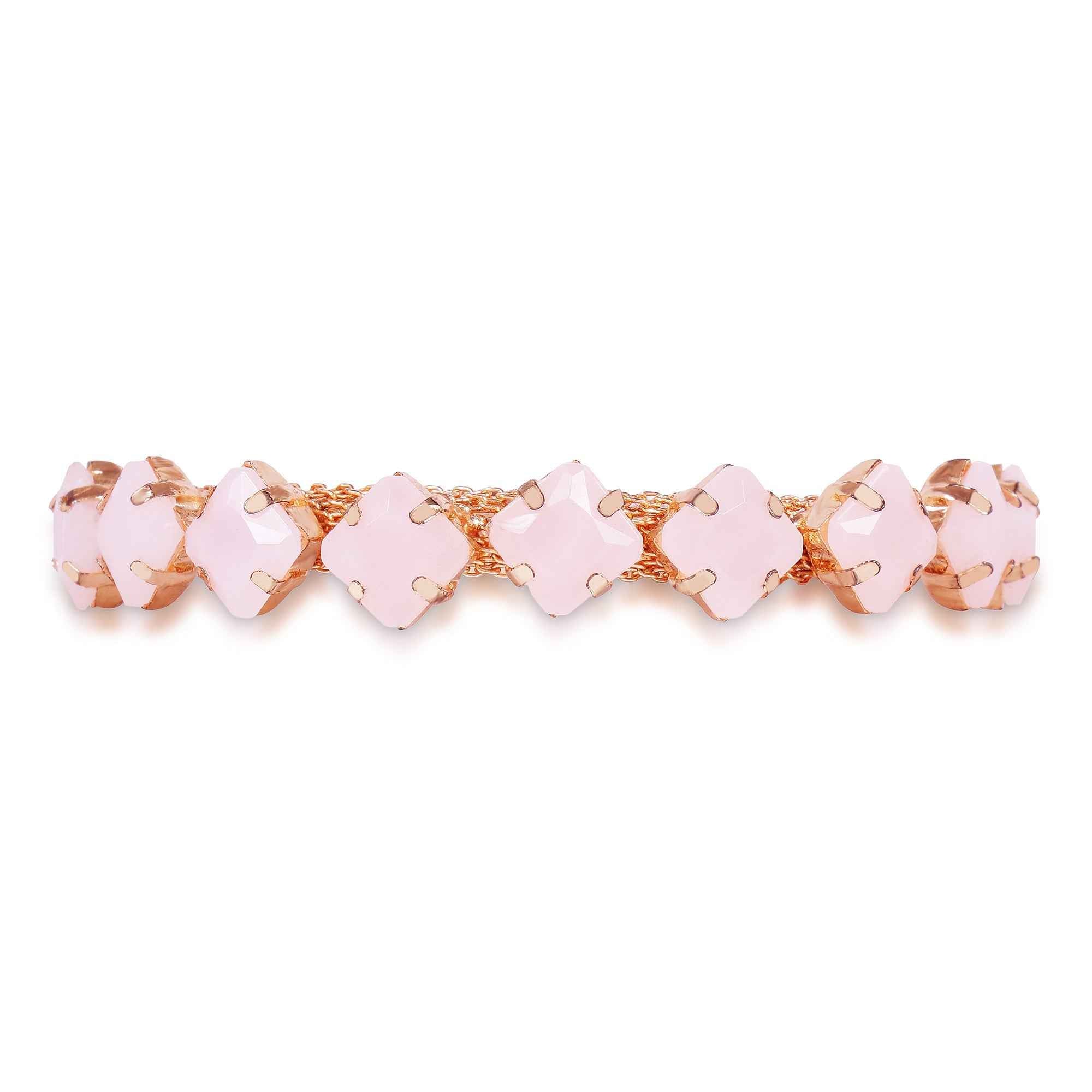 Rose Gold Mesh Bracelet with Clover Stones