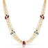 Multi-Strand Pearl Necklace with Red & Green Beads