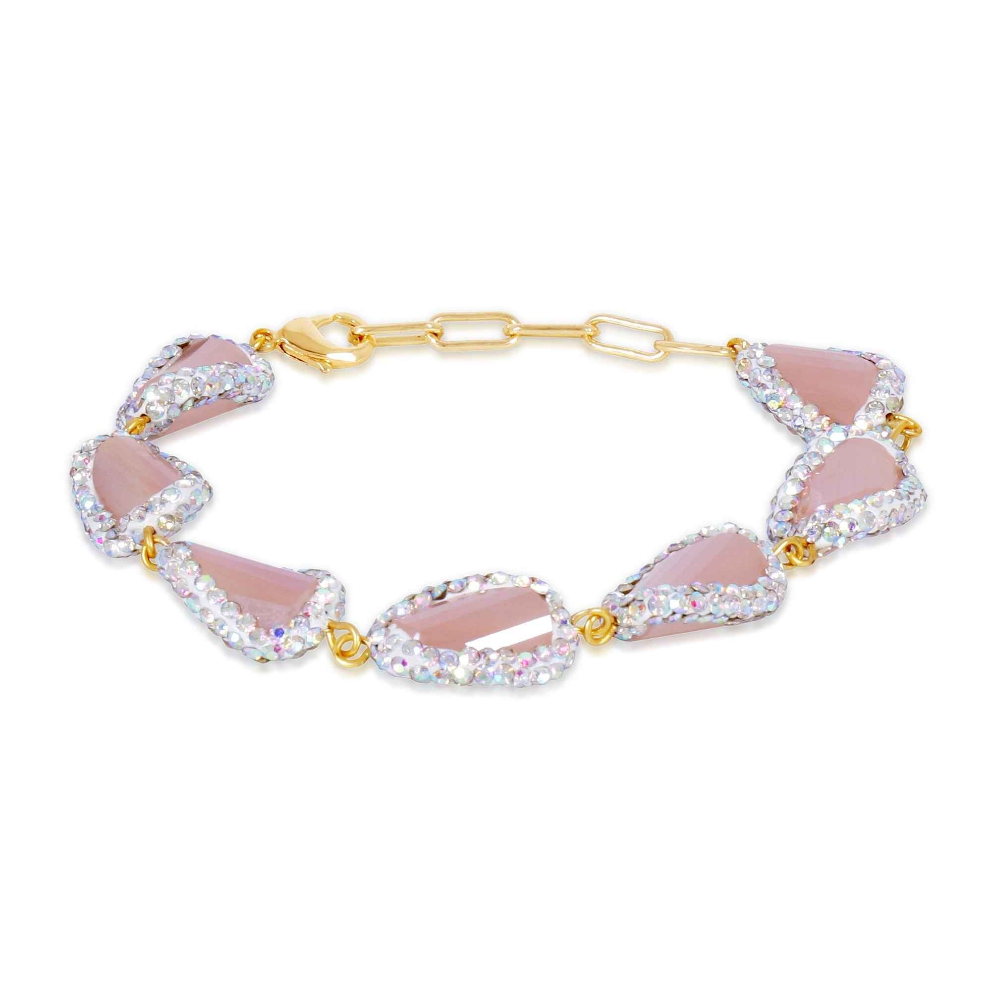 Semi-Precious Stone Gunthan Mala with Crystal Halo