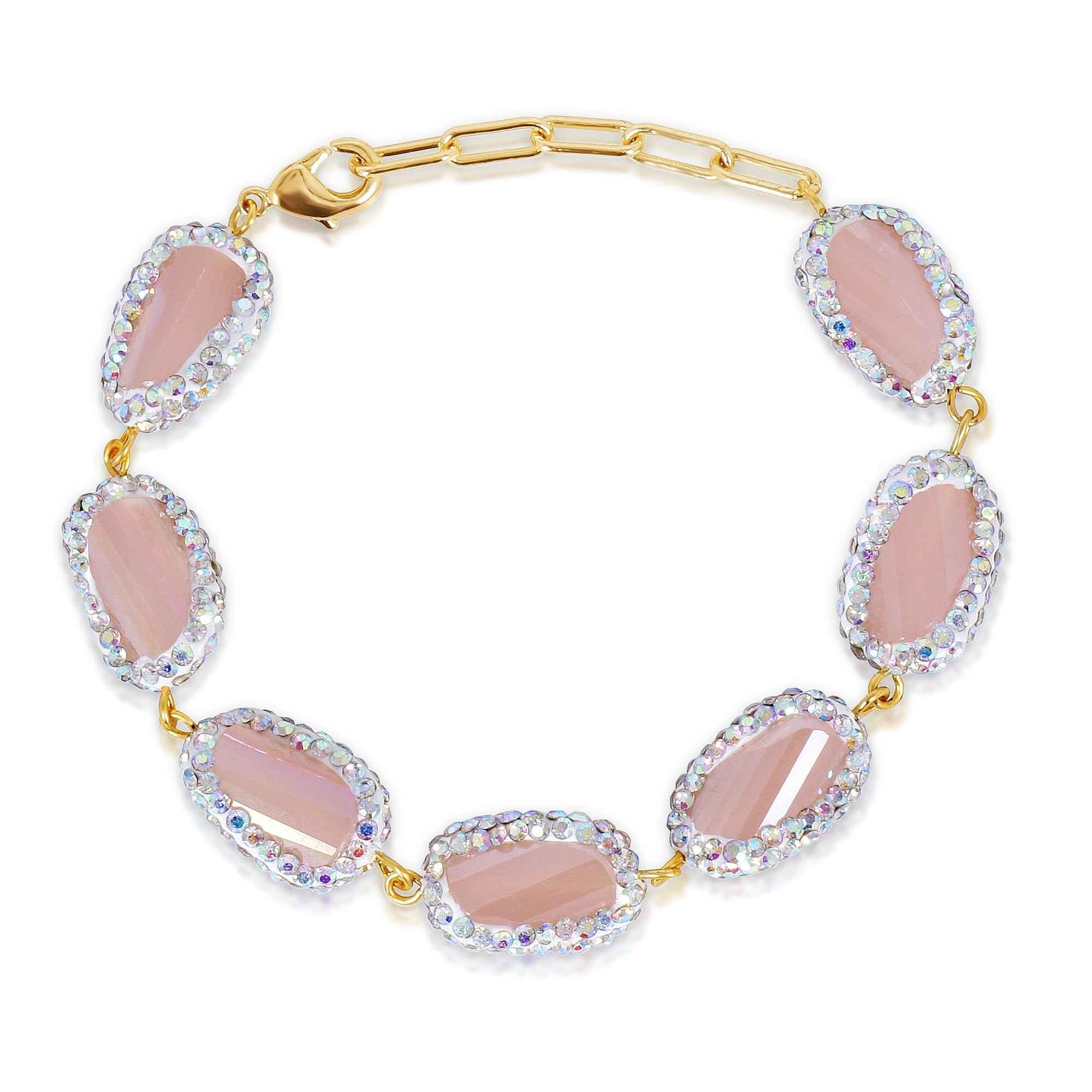 Semi-Precious Stone Gunthan Mala with Crystal Halo