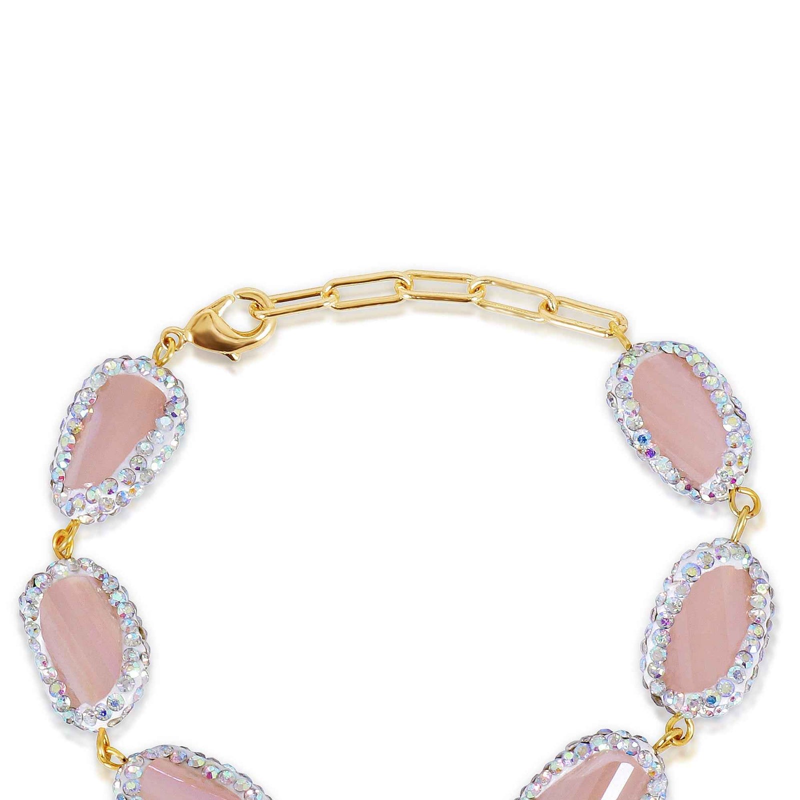 Semi-Precious Stone Gunthan Mala with Crystal Halo