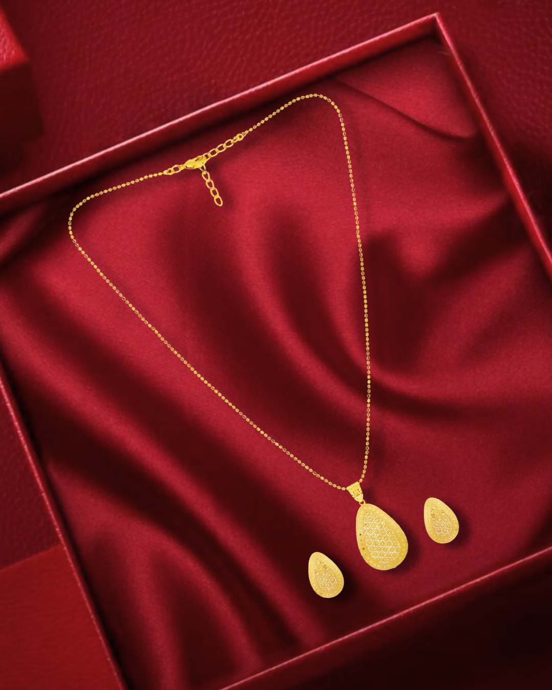 Elegant Tear Drop Antique Gold Pendant Set - Sitarahub Sitarahub,
