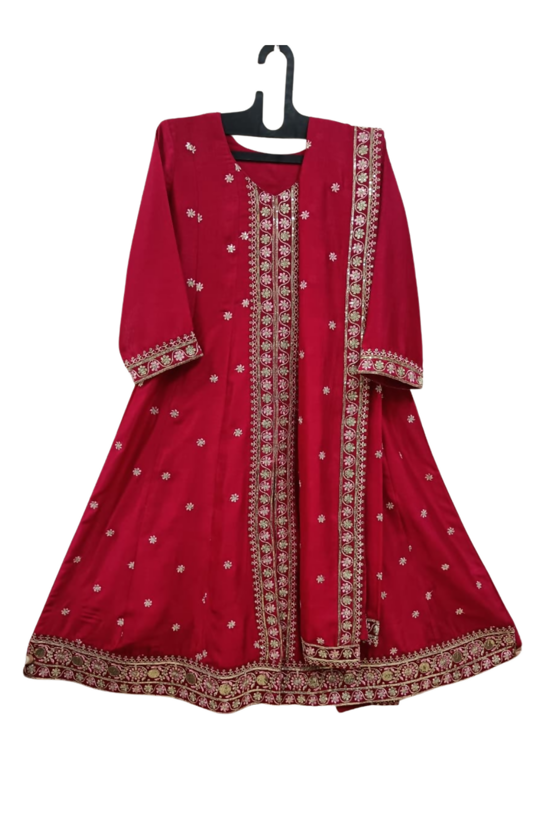 Red Mulled Wine Anarkali Churidar Suit